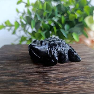 Natural Obsidian Carved Healing Crocodile Figurines
