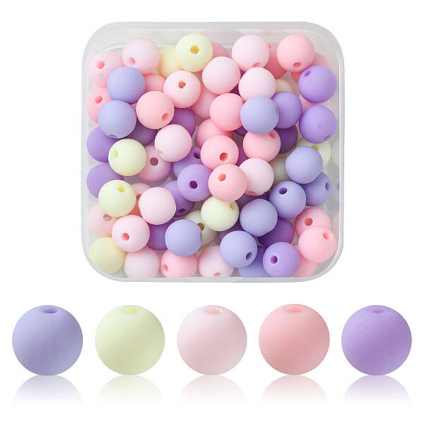 70Pcs Rubberized Style Acrylic Beads