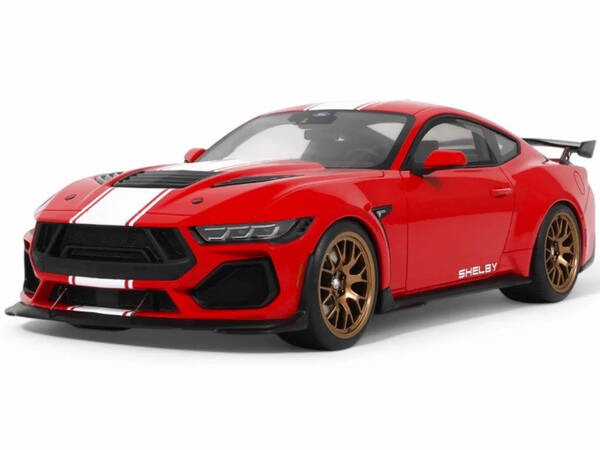 2025 Shelby Mustang Supersnake Race Red with White Stripes 1/18 Model Car by GT Spirit