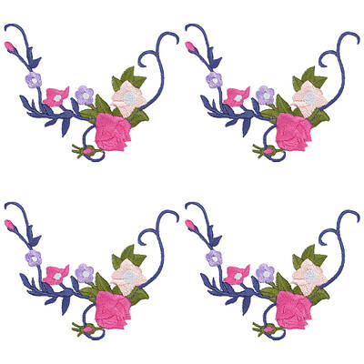 Flower & Leaf Polyester Embroidery Sew on Appliques