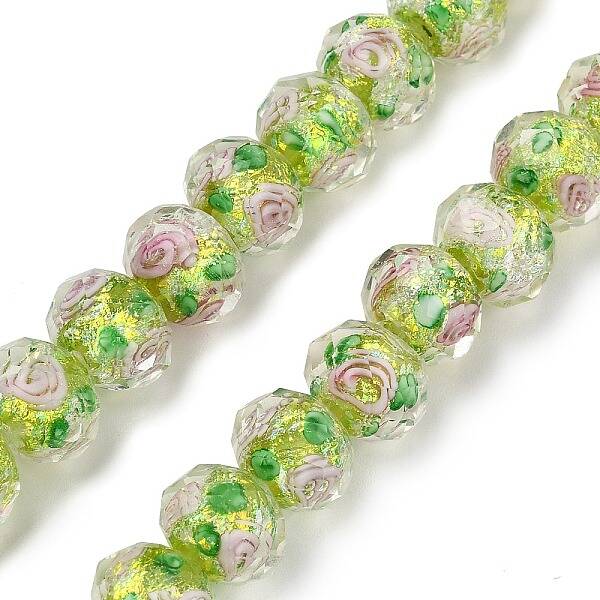 Handmade Foil Lampwork Beads Strands
