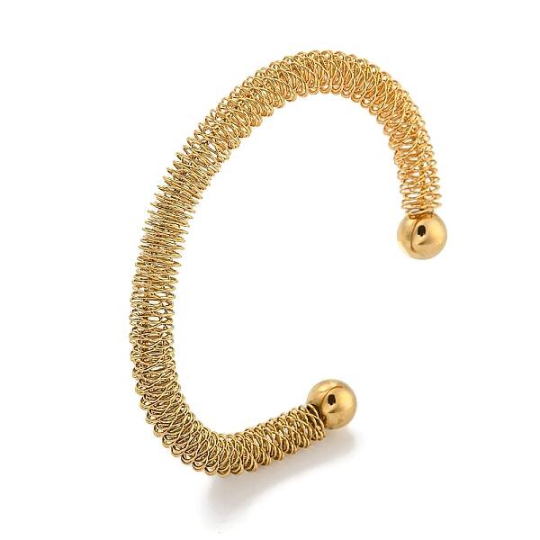 Ion Plating(IP) Hollowed 304 Stainless Steel Cuff Bangles for Women Men