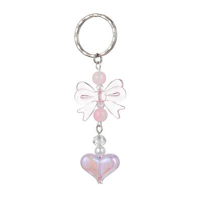 Acrylic Heart with Bowknot Keychains