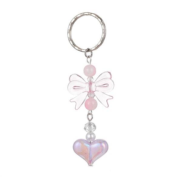 Acrylic Heart with Bowknot Keychains