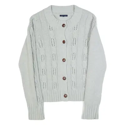 TOMMY HILFIGER Girls Cardigan Cream Cable Knit XL