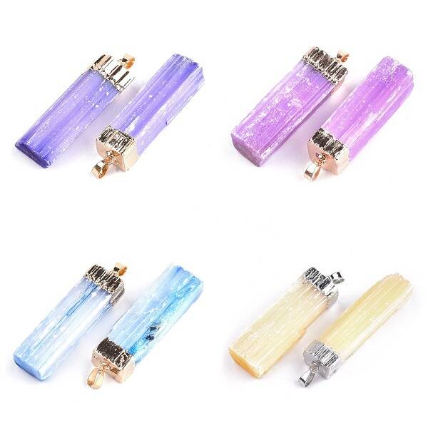 Electroplate Natural Selenite Big Pendants