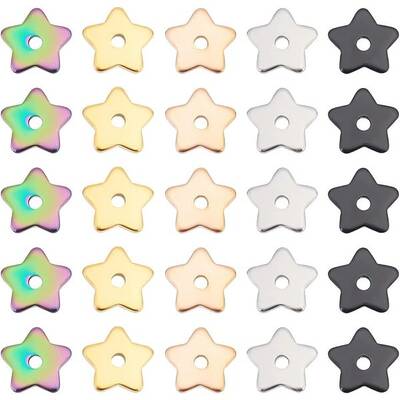 60Pcs 5 Colors 304 Stainless Steel Beads