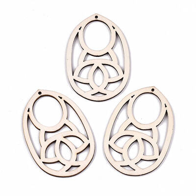 Undyed Natural Hollow Wooden Big Pendants