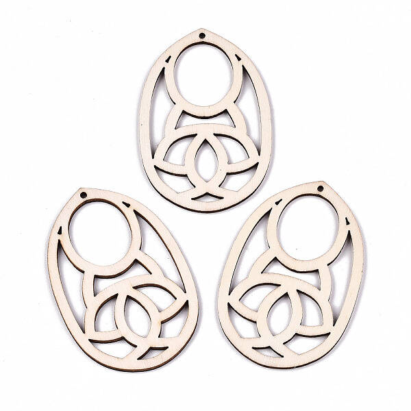 Undyed Natural Hollow Wooden Big Pendants