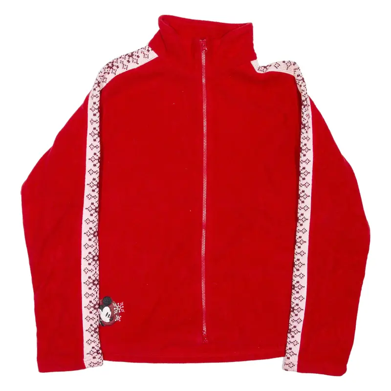 DISNEY Mickey Mouse Womens Fleece Jacket Red XL