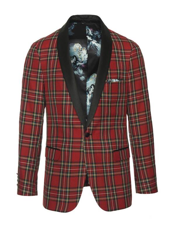 Mens Red Tartan Dinner Jacket