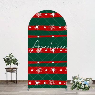 Aperturee Green Red Christmas Vibe Stripe Snow Arch Backdrop, 1.6X4FT(0.5X1.2M), 38.18 USD, arch backdrop kit, YMGD9M73-A