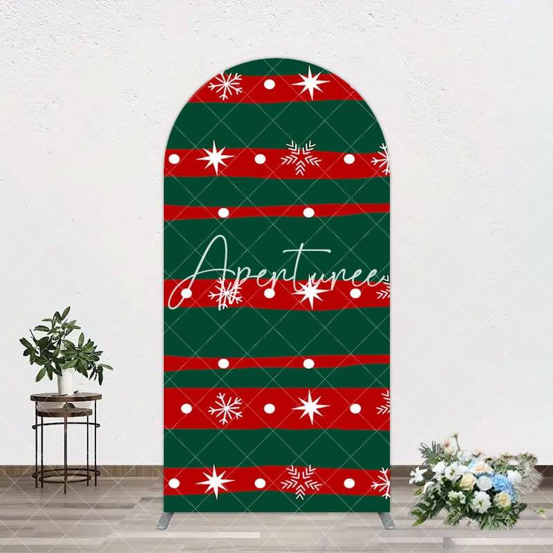 Aperturee Green Red Christmas Vibe Stripe Snow Arch Backdrop, 1.6X4FT(0.5X1.2M), 38.18 USD, arch backdrop kit, YMGD9M73-A