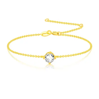 14K Gold Moissanite Charm Bracelet