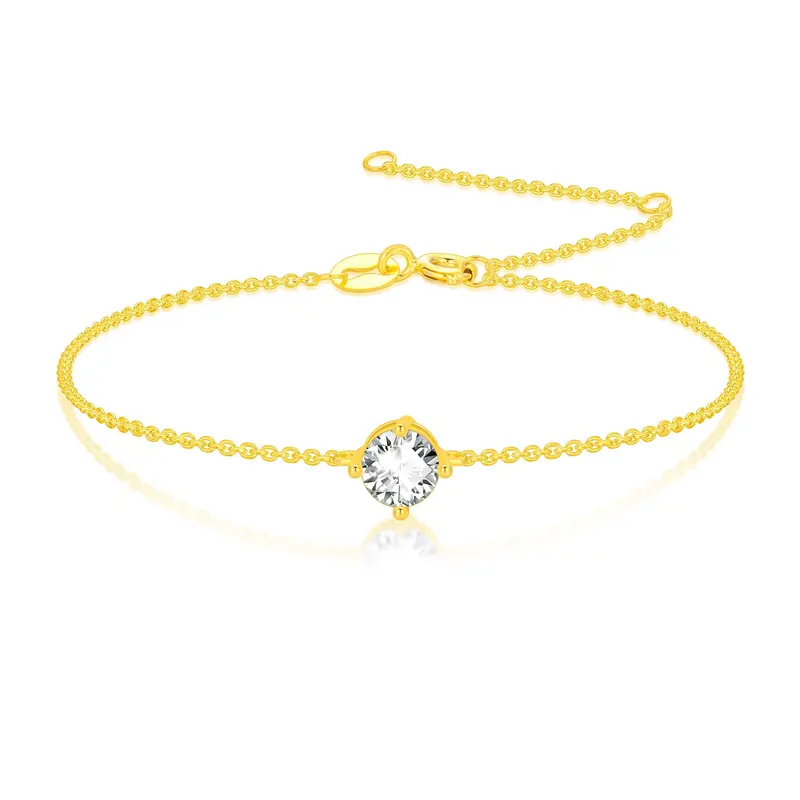 14K Gold Moissanite Charm Bracelet