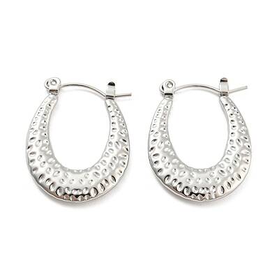 Non-Tarnish Texture Teardrop 304 Stainless Steel Hoop Earrings for Women