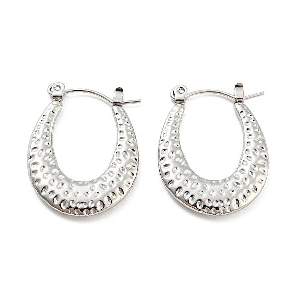 Non-Tarnish Texture Teardrop 304 Stainless Steel Hoop Earrings for Women