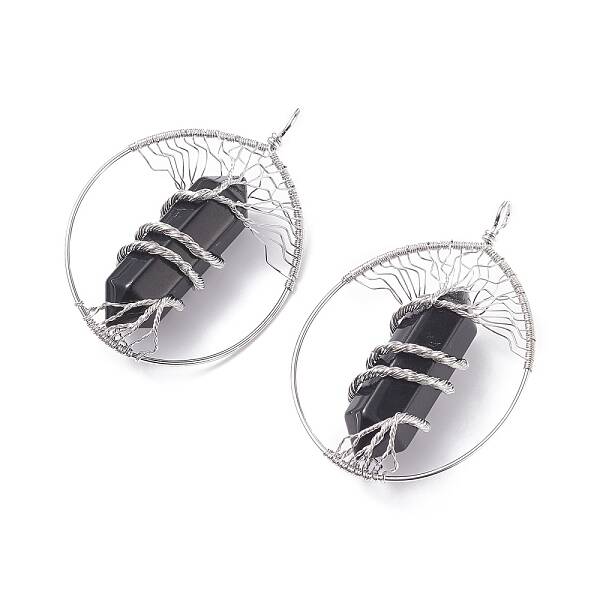Natural Obsidian Big Pendants