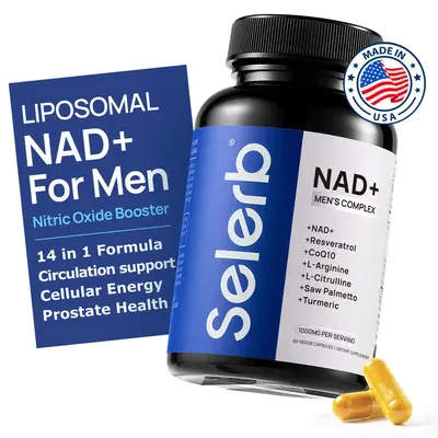 Selerb NAD+ Supplement for Men – With  Liposomal-NAD+,CoQ10, L-Carnitine, L-Arginine, Maca & Ashwagandha – Energy, Circul...