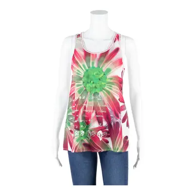DESIGUAL Scribble Print Top Pink Floral Sleeveless Womens M