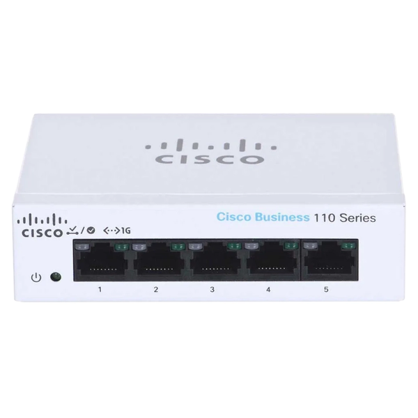 CBS110-5T-D-UK-RF Cisco Small Business 110 Series CBS110-5T 5 x Ports 10/100/1000Base-T Layer 2 Unmanaged Desktop Gigabit Eth...