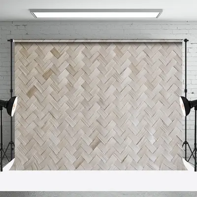 Vintage Brown Bamboo Mat Wooden Photo Booth Backdrop - Aperturee