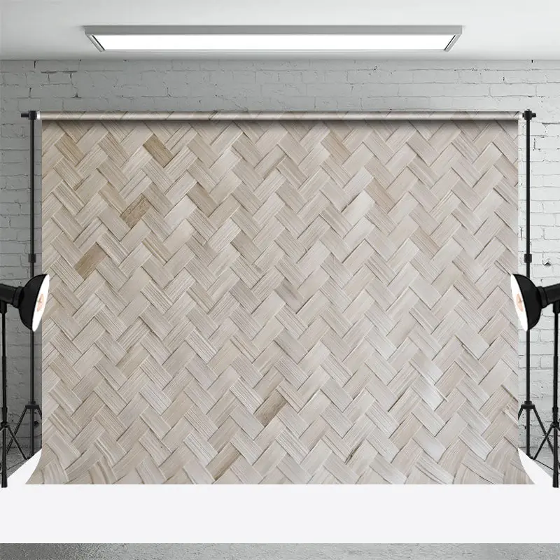 Vintage Brown Bamboo Mat Wooden Photo Booth Backdrop - Aperturee