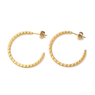 Ion Plating(IP) 304 Stainless Steel C-Shaped Stud Earrings for Women