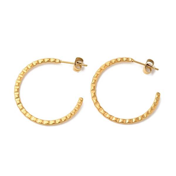 Ion Plating(IP) 304 Stainless Steel C-Shaped Stud Earrings for Women