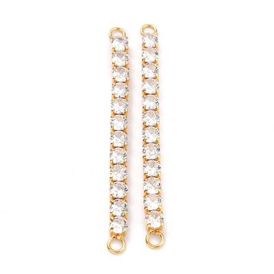 Brass Clear Round Cubic Zirconia Links Connectors