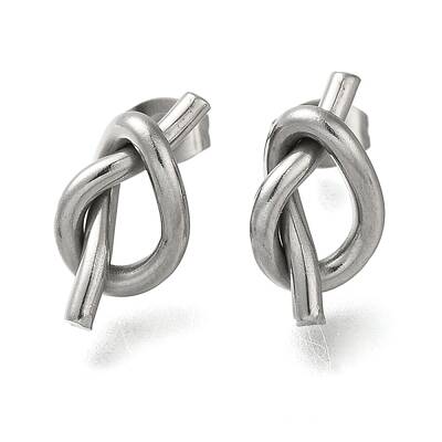 304 Stainless Steel Knot Stud Earrings