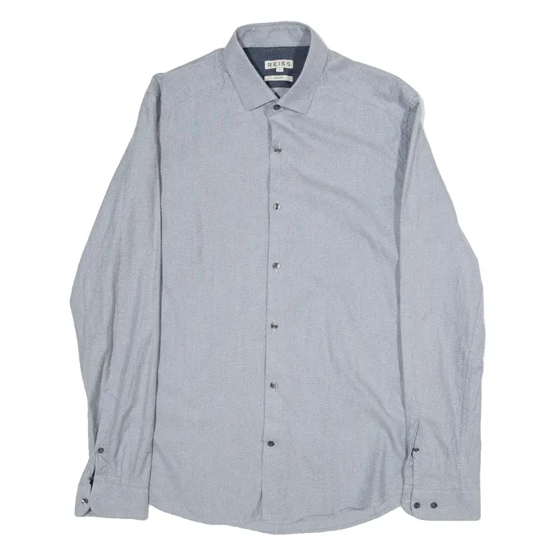 REISS Slim Fit Mens Plain Shirt Grey Long Sleeve L