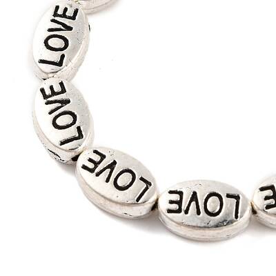 Oval with Word Love Tibetan Style Alloy Bead Strands