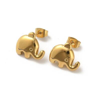 Ion Plating(IP) 304 Stainless Steel Elephant Stud Earrings