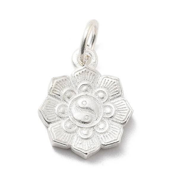 925 Sterling Silver Tai Chi Yin-yang Lotus Flower Charms
