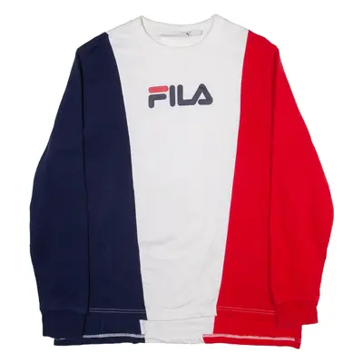 FILA Mens Sweatshirt White 1/4 Zip L