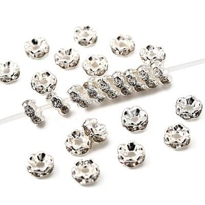 Flower Brass Crystal Rhinestone Bead Spacers