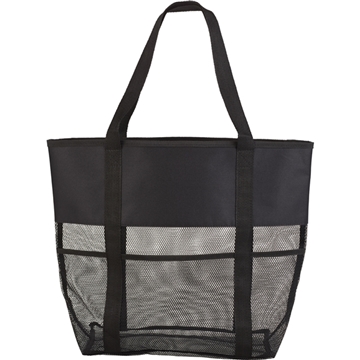 100 Custom Utility Beach Tote - Mesh Bottom & Multiple Pockets