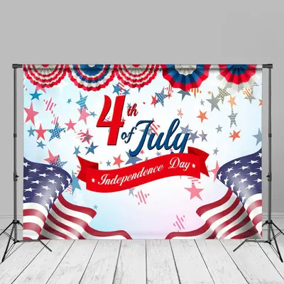 American Flag Blue Red Stars 4th Of July Backdrop - Aperturee