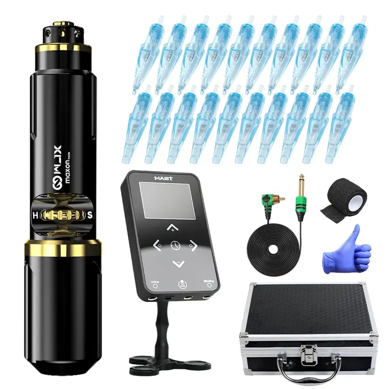 WJX Tattoo Machine Pen Kit Mast Touch Power Supply with WJX Cartridges