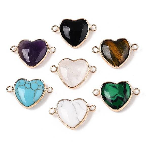 Natural & Synthetic Mixed Stone Love Heart Pendants