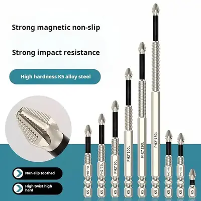 K5 Impact-Resistant and Non-Slip Bit,Impact Driver Bit Set,Titanium Alloy Impact Non-Slip Cross Head,High Magnetic Screwdrive...