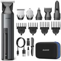 GLAKER 6 in 1 Beard Trimmer for Men, Electric Razor, For Mustache/Body/Nose/Ear/Hair, Waterproof, Cordless Grooming Kit, Gift...