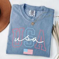 Comfort Colors USA Shirt, 4th of July Women’s Tee, Patriotic American T-Shirt, July 4th Outfit, Soft Cotton Summer Shirt