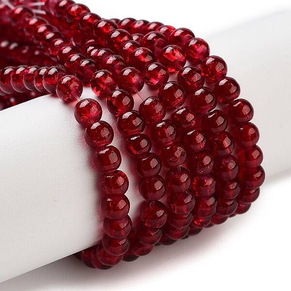 1 Strand Transparent Crackle Glass Round Beads Strands