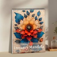 Flower Mandala Theme Coloring Painting, Flower Blooming Form, Beautiful Pattern, Christmas, Valentine's Day and Other Holiday...