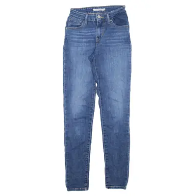 LEVI'S 721 High Rise Jeans Blue Denim Slim Skinny Stone Wash Womens W24 L30
