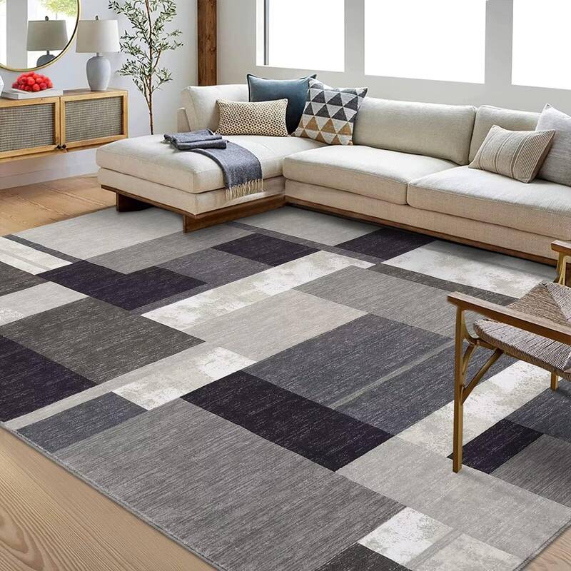 Garvee Washable Rug 6x9 Rugs for Living Room Modern Boxes Bedroom Rug Contemporary Geometric Accent Rug Soft Indoor Large Rug...