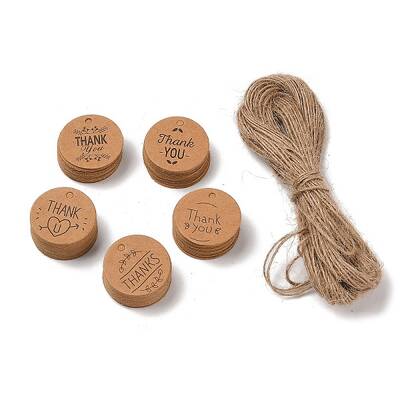 100Pcs Kraft Paper Thank You Printed Gift Tags
