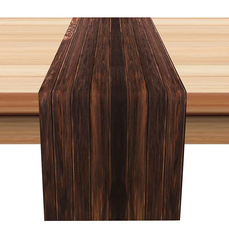 Rustic Dark Brown Wooden Wall Vintage Table Runner - Aperturee